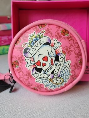 Ed Hardy Pink Round Coin Purse
